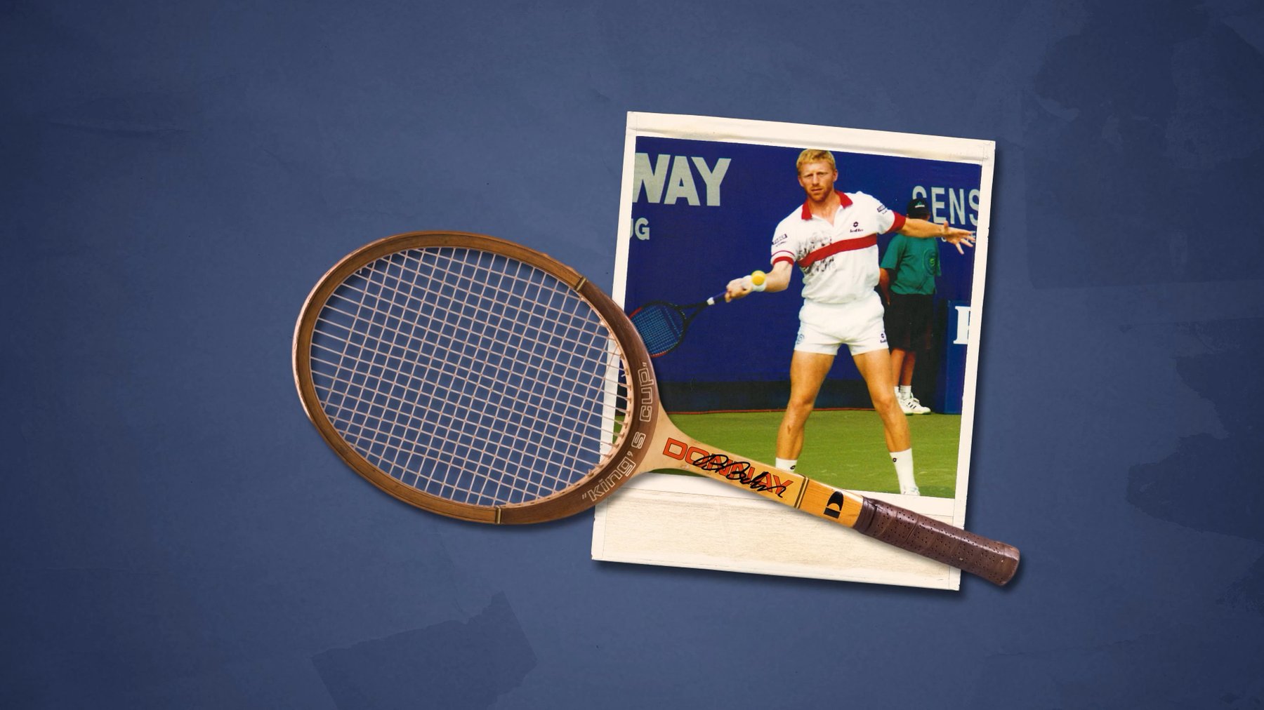 Geschenktes Tennisracket mit Foto von Boris Becker